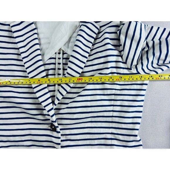 J.Crew Maritime Blazer In Dragonfly Blue Striped Cotton Knit Jacket M - Picture 10 of 12
